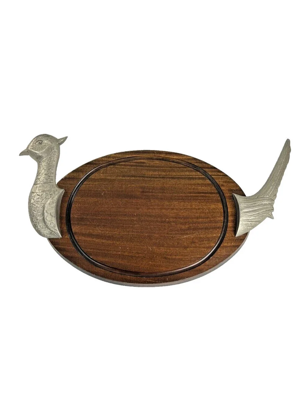 Vintage French Pheasant Wooden Cutting Board Decorative Serving Tray 10”x22”